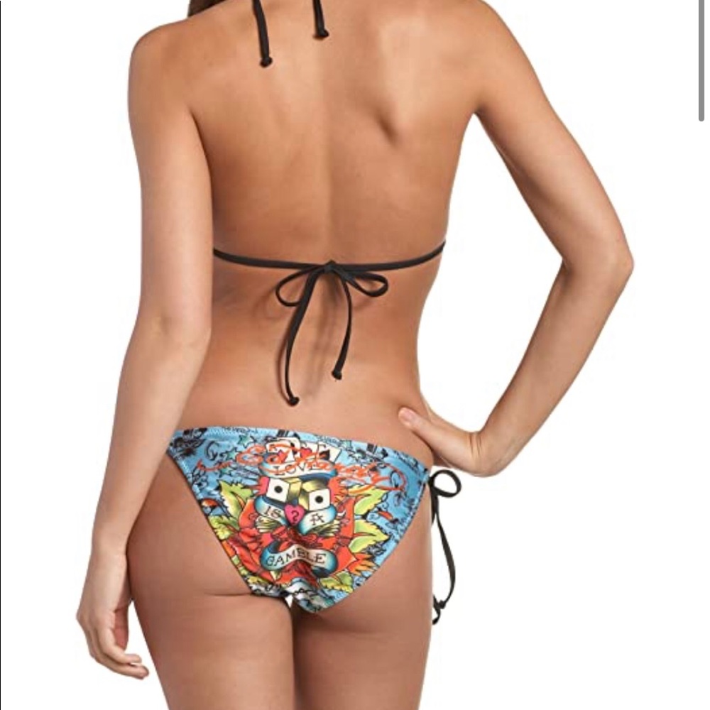 Y2k ED HARDY "Love is a gamble”Blue BIkINI medium